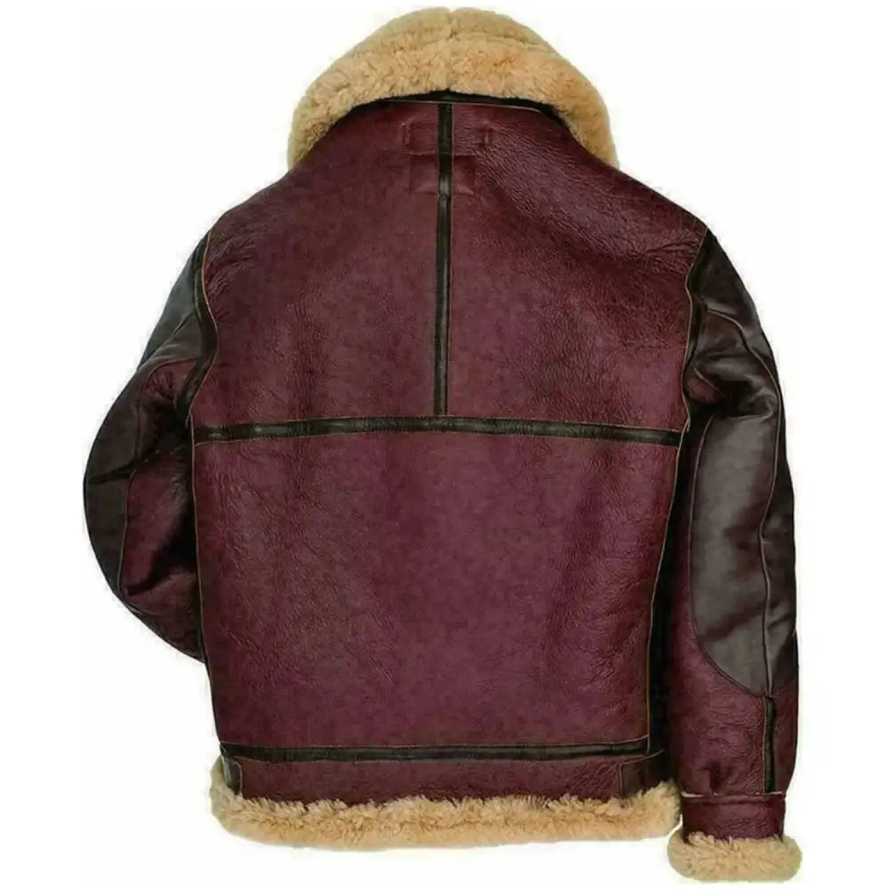 Mens Cockpit Maroon Sheepskin Leather Jacket-1