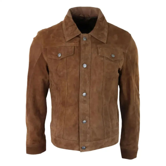 Men’s Classic Vintage Suede Leather Biker Jacket-0
