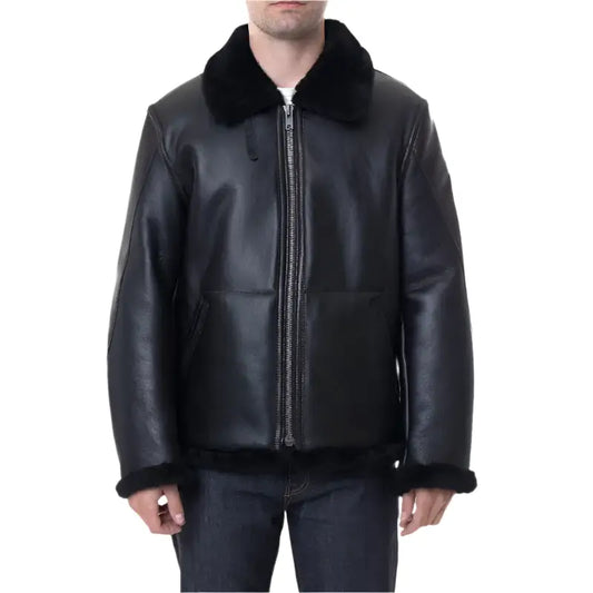 Mens Black Sheepskin B3 Jacket-0