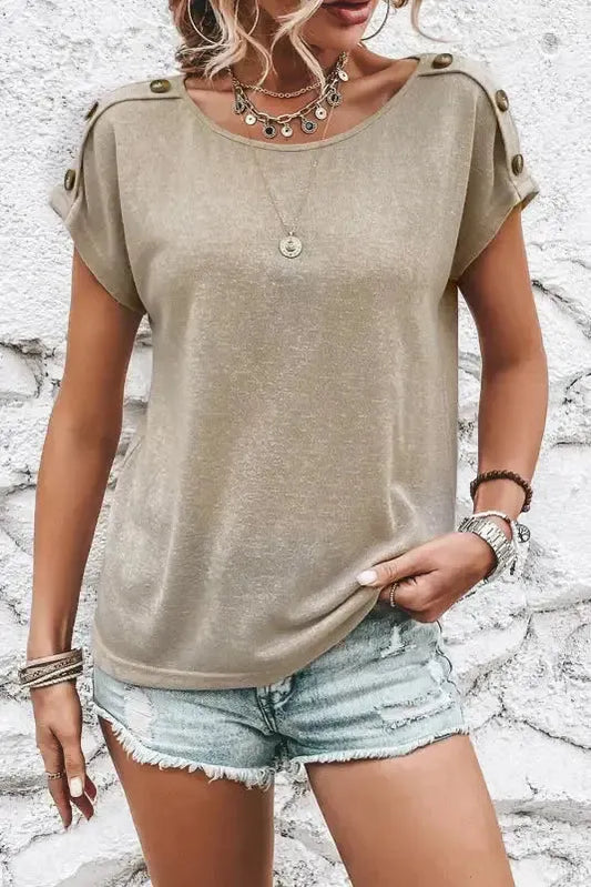 Smoke Gray Batwing Casual Tee-0